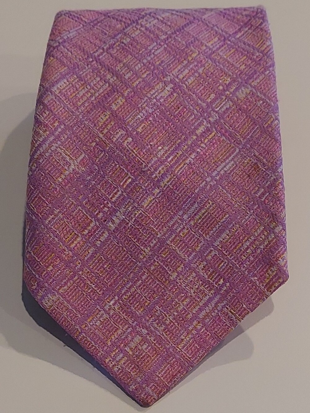 Vintage 70s Handmade Men's Pink & Purple Silk Tie